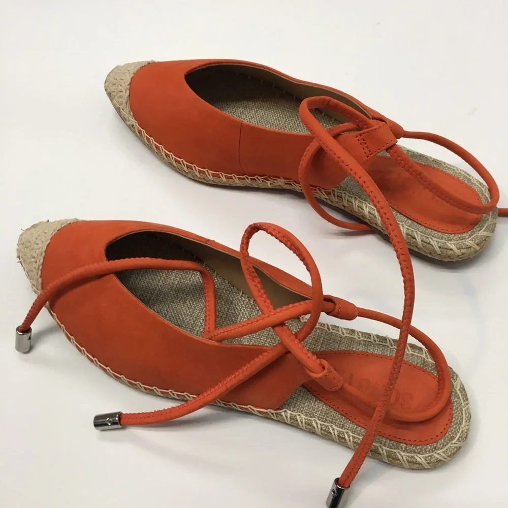 SCHUTZ Pointy Toe Sling Back Sandals 7.5 Orange Spring Casual Resort Vacation